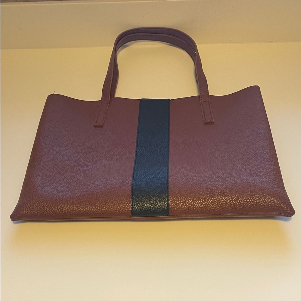 Roberto Cavalli Dark Brown Tote with Black Center Stripe